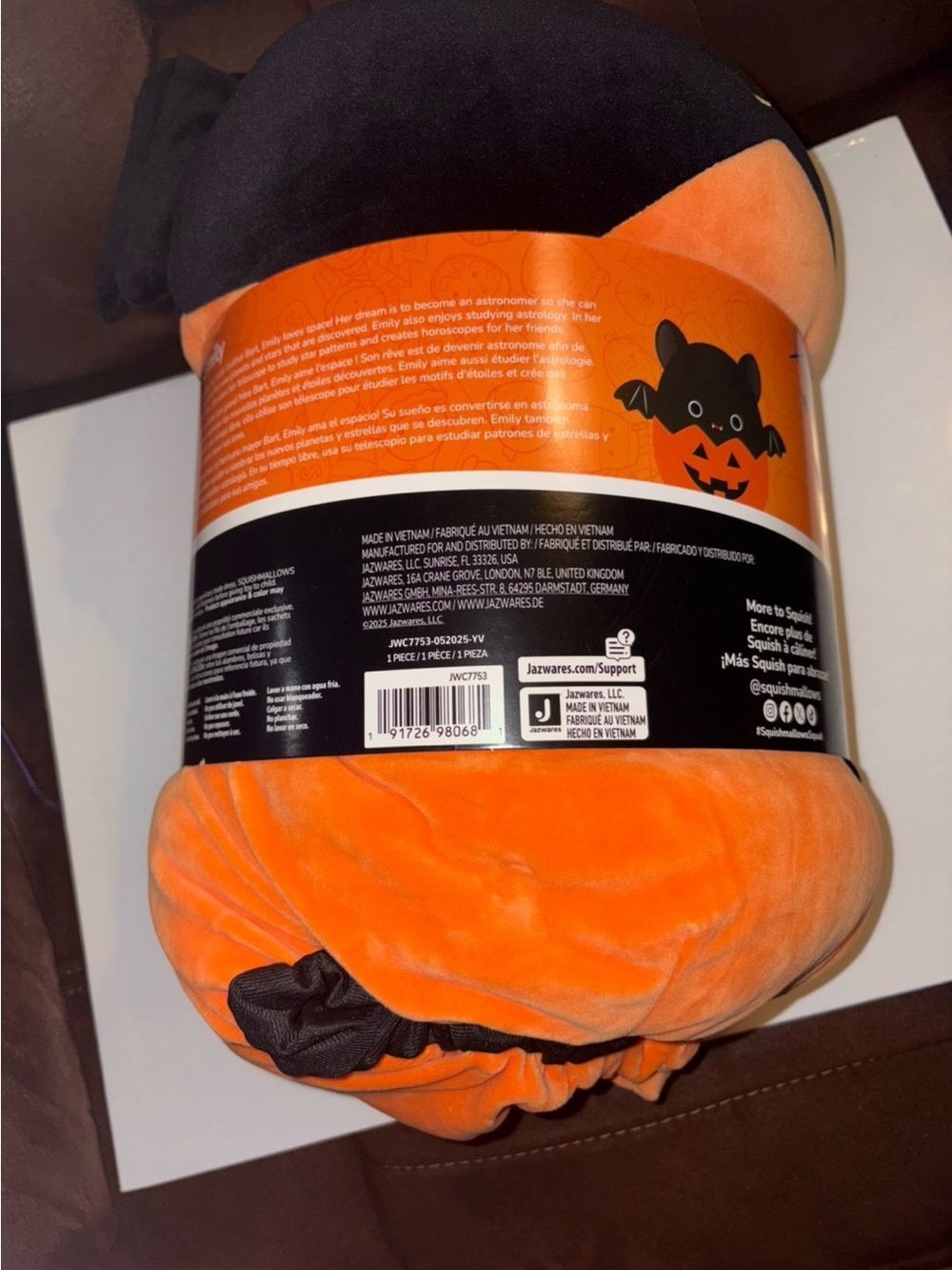 Squishmallow costume Emily black bat in pumpkin jack-o-lantern halloween plush - Picture 5 of 9